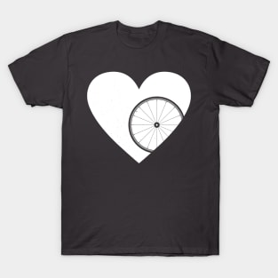 Heart with Road Bike Wheel for Cycling Lovers T-Shirt